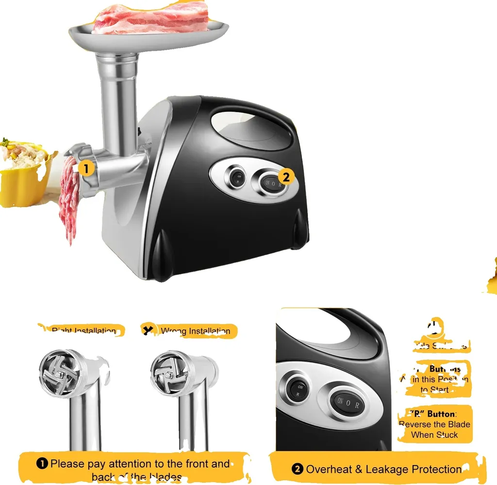 Tritacarne multifunzionale, alta potenza 2800W, acciaio inox resistente, facile manutenzione