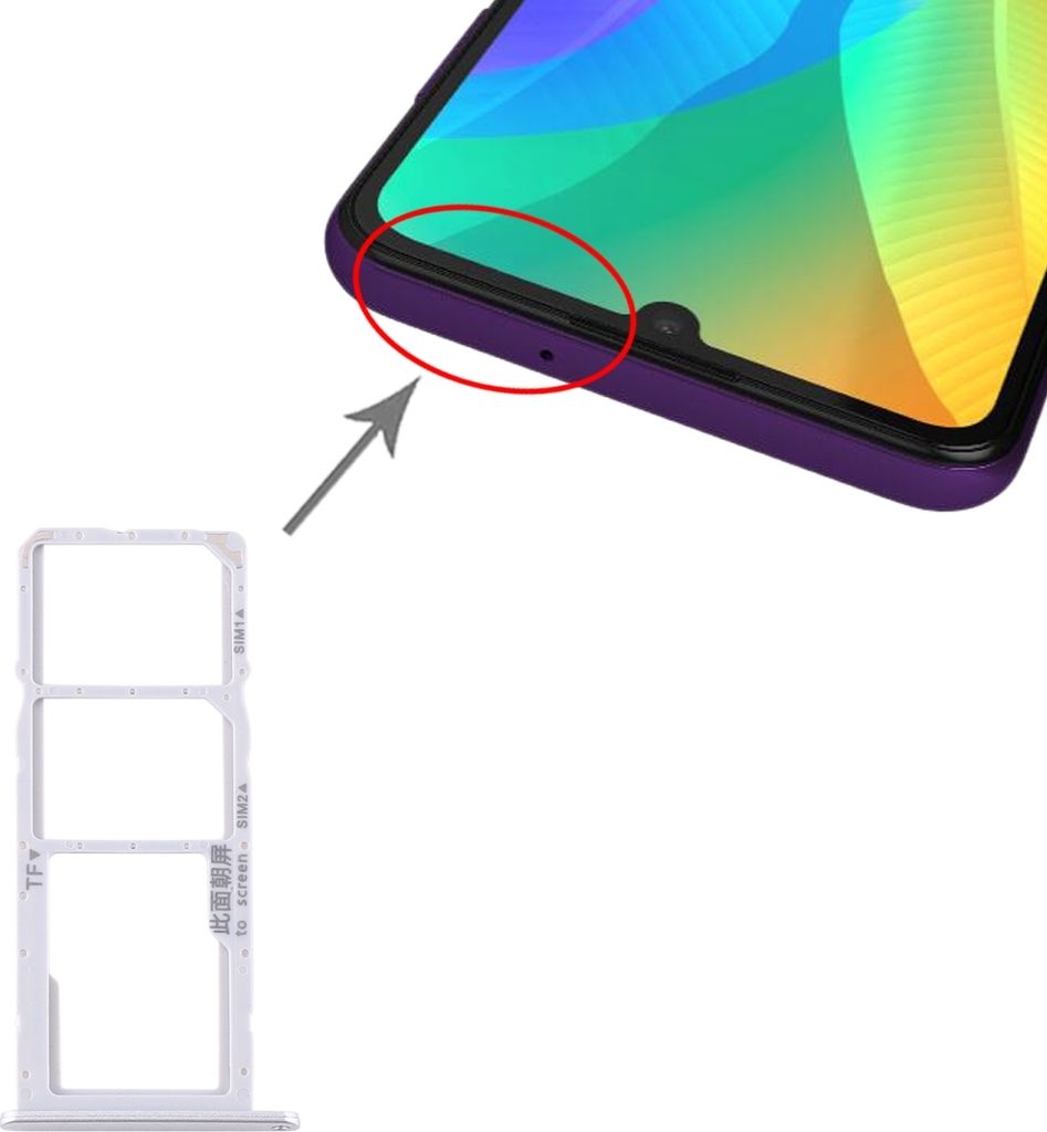 Für Huawei Y6P Dual Sim Card + Micro SD Card Tray Karten Halter Hellblau Neu