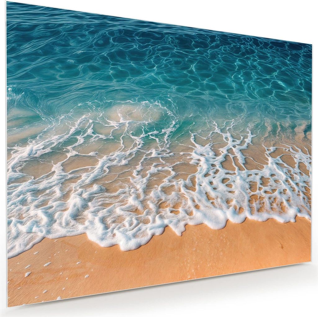 Glasbild 120x90cm in XXL für Wohnzimmer, Schlafzimmer Motiv Strand und Wellen