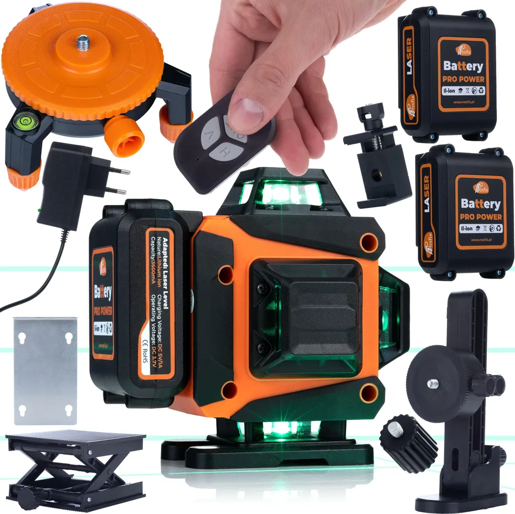 Rosfix Niveau Laser Animal Pro Hawk RAPH 16L Vert avec 2 Batteries