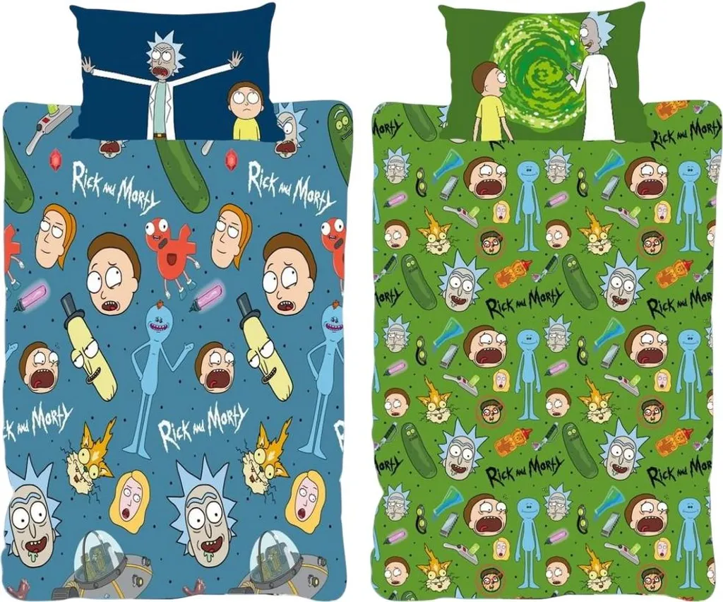 Lit monotone ? Adoptez la Parure de lit Rick And Morty Pickle Réversible