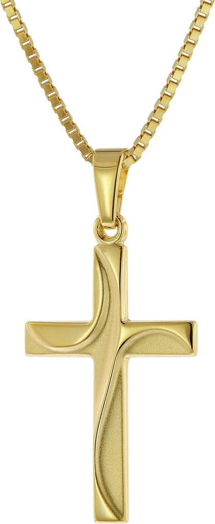 trendor 51943 Kreuz-Anhänger Gold 585 (14Kt) mit Vergoldeter Silberkette 1