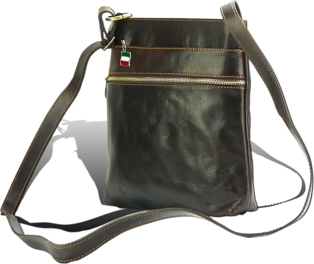 Besace en cuir marron Florence D2OTF145N - Sac bandoulière femme chic