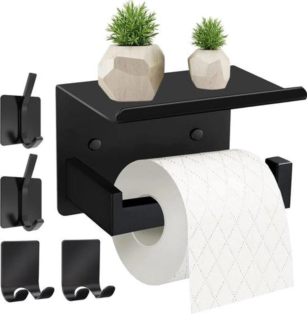Rangement salle de bain inox sans trou : kit 5 pièces autocollant robuste