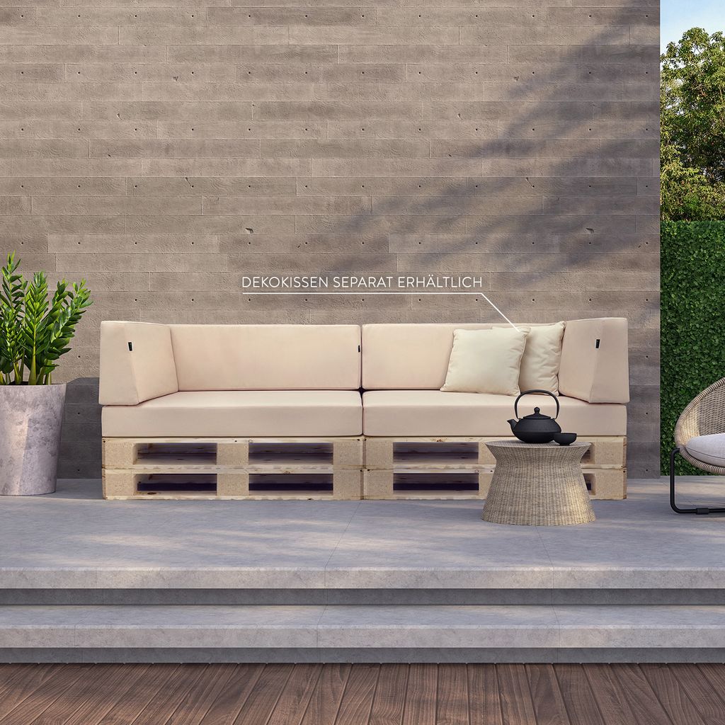 novely PINAU Outdoor UV++ Palettenkissen Palettenauflagen Set - A) Variante: Sitzkissen (120x80x14 cm) | B) Farbe: 14 Beige