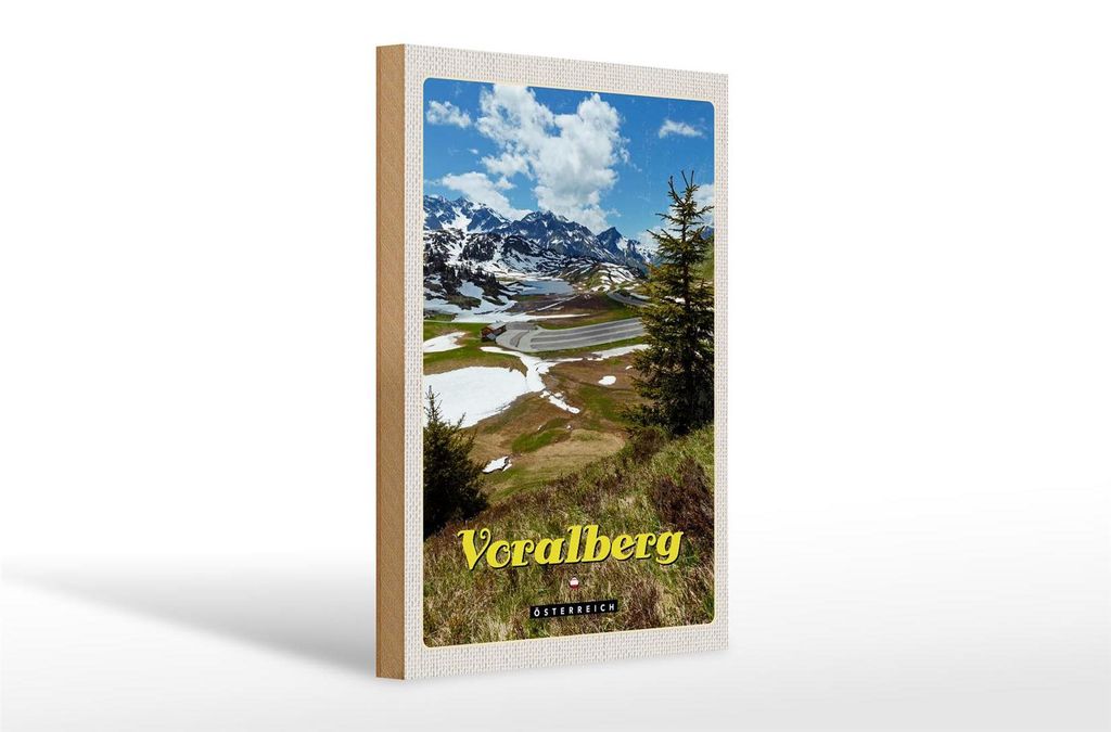 Holzschild Reise 20x30cm Vorarlberg Österreich Natur Wald