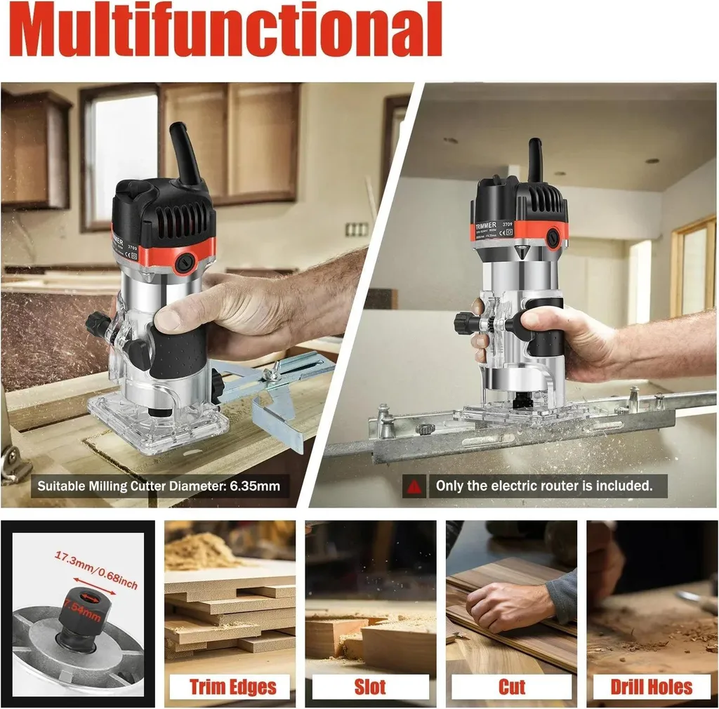 Affleureuse à Bois de Précision avec Base Transparente et Coffret 800W - 9