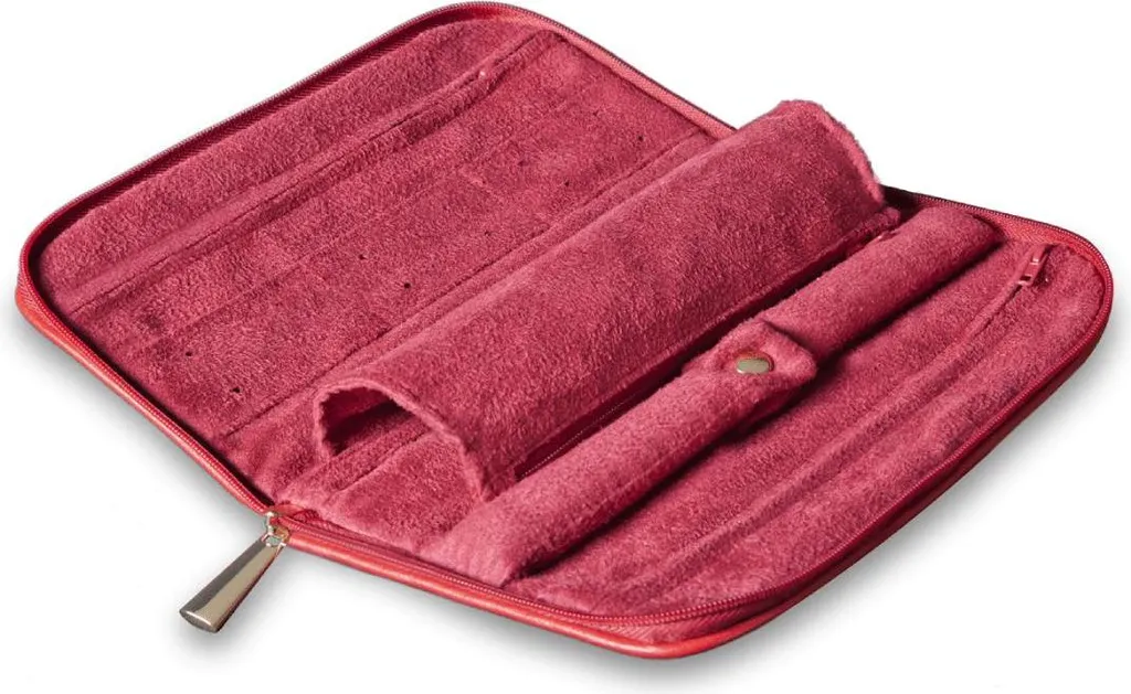 Rangement Bijoux Voyage Connoisseurs : Pochette Cuir Rouge pour Femme