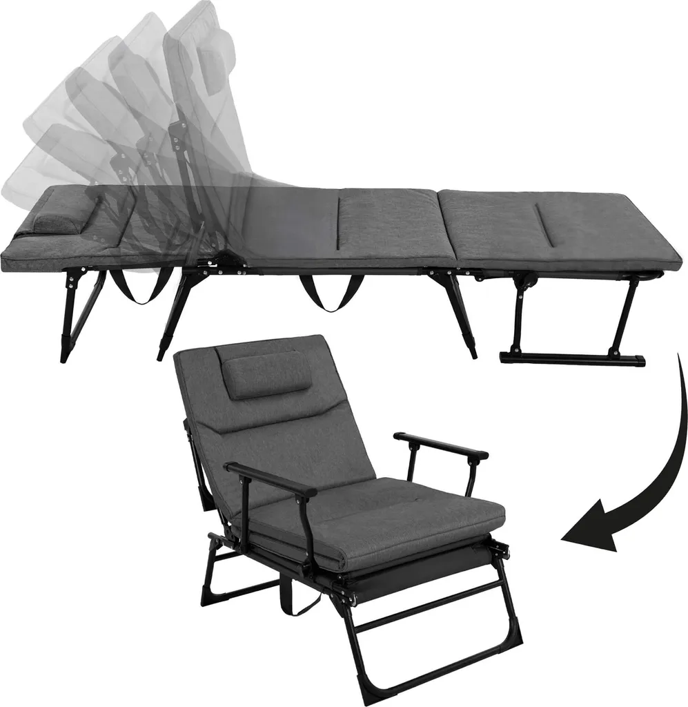 Chaise longue Springos avec fonction lit de camp réglable 5 positions