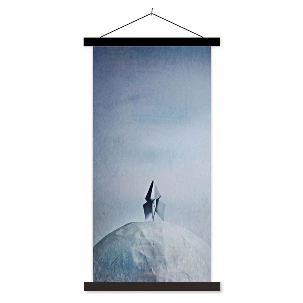 MuchoWow Textilposter Illustration - Kinder - Rakete - Papier 40x80 cm mit schwarzem Rahmen - Wandemalerei