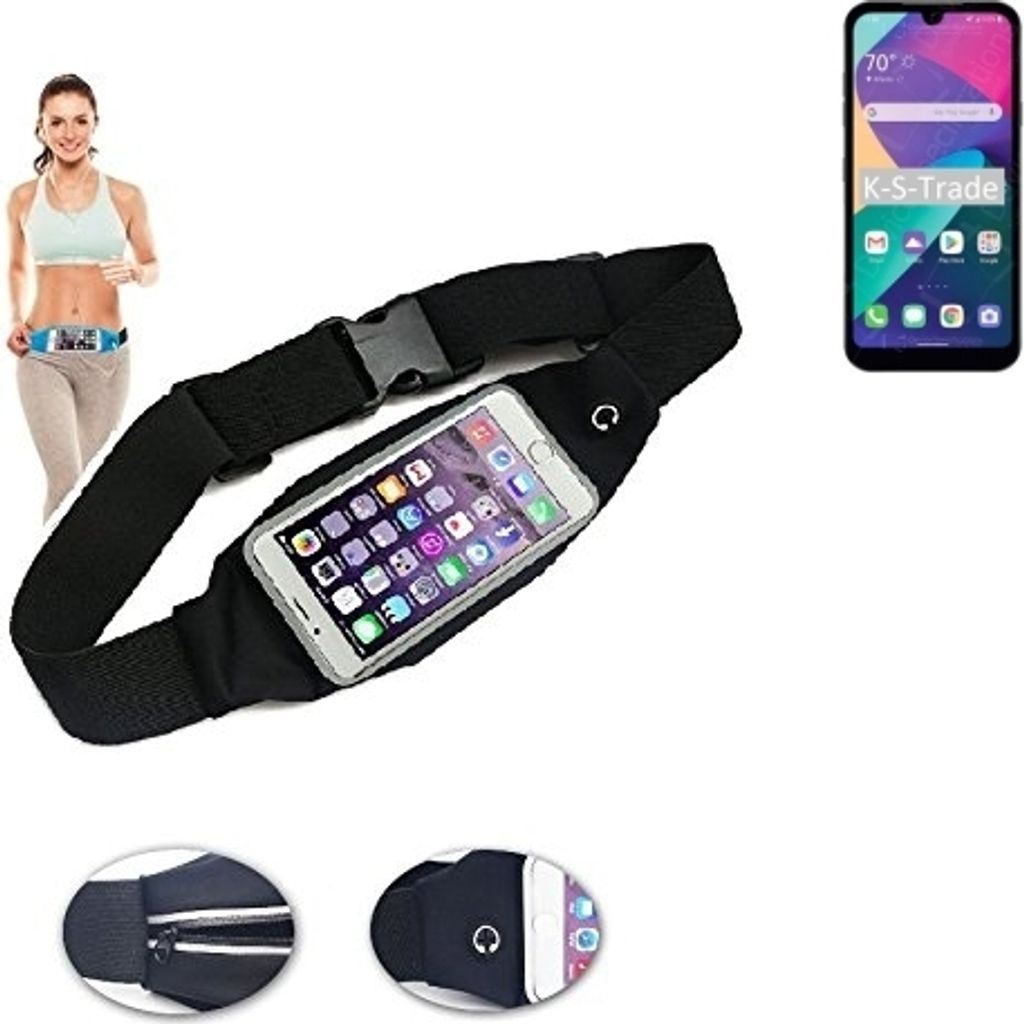 K-S-Trade Jogging-Armband kompatibel mit LG Electronics Phoenix 5 Gürteltasche Umhängetasche Bauchtasche schwarz Sport Running Jogging Fitness