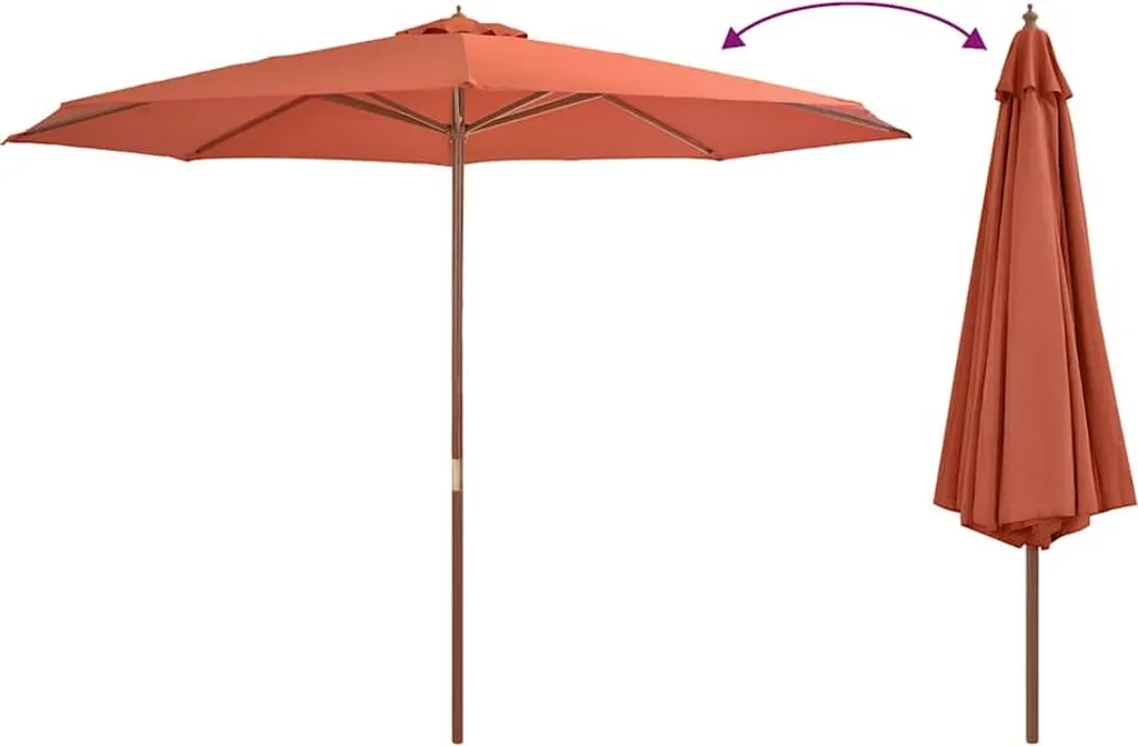 vidaXL Ombrellone Giardino 350cm - Sogno d'Estate Terracotta e Legno