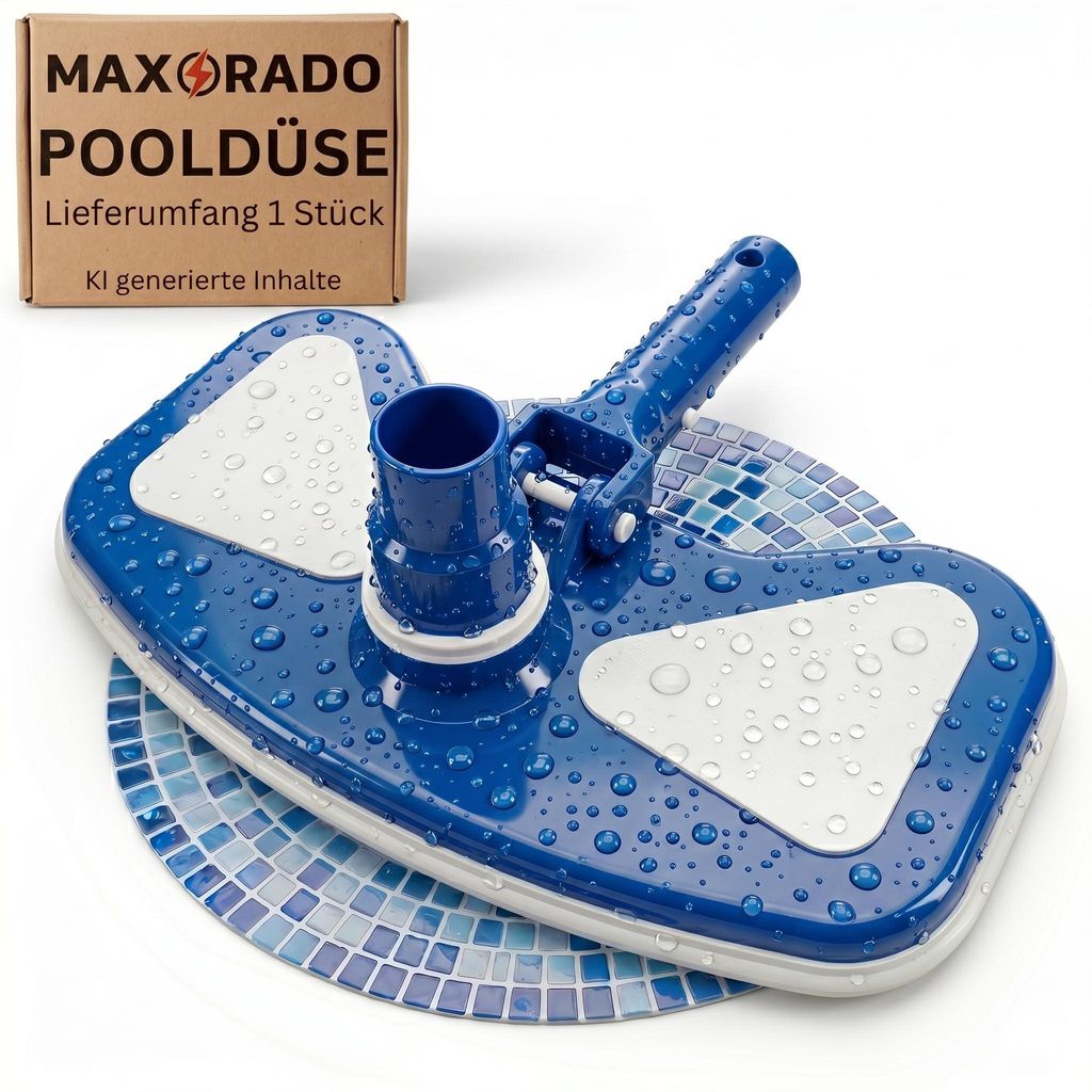 Deluxe Pool Bodendüse Blau Handreiniger oder für Teleskopstange Bodensauger mit Schlauchanschluss Ø 32/38 mm und Nylon Bürste Poolbürste Pools...