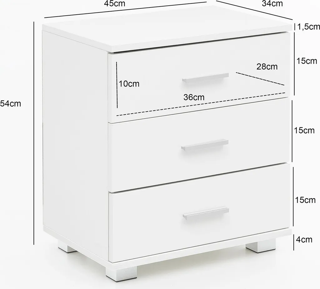 Table de Nuit Haute Brillance FineBuy - Meuble de Chevet Bois Moderne - 3