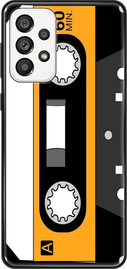 König Design Hülle kompatibel mit Samsung Galaxy A73 5G Kunststoff Soft Handyhülle - Handy Case Retro Kassette