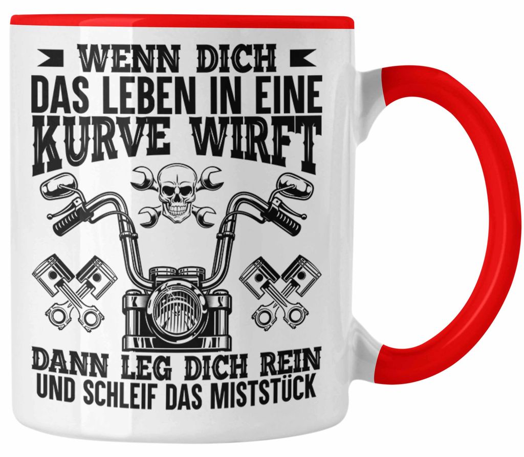 Motorradfahrer Männer Tasse Geschenk Spruch für Mann Lustige Geschenkidee Motorrad Grafik (Rot)