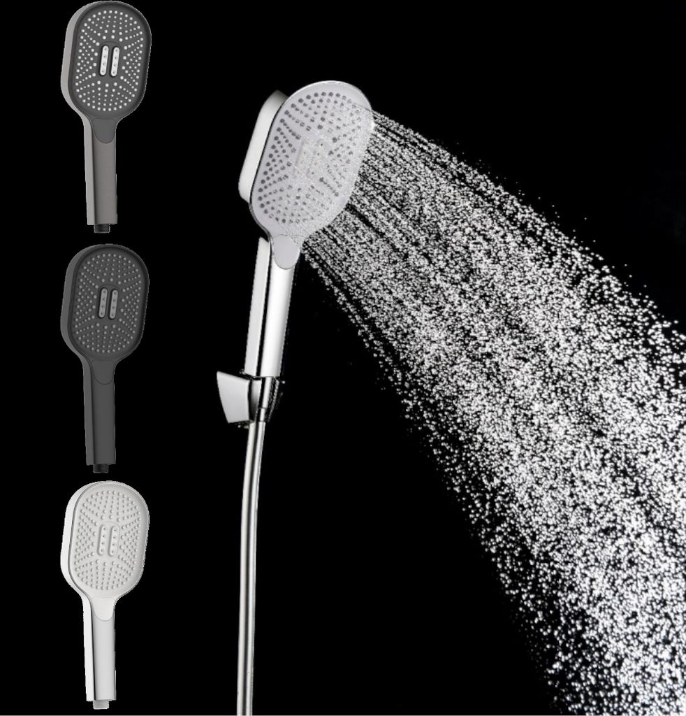 SANILO Handbrause Chrom, Duschkopf mit 174 Anti-Kalk-Noppen, Regenduschkopf, 3 Strahlarten, hochwertig & modern