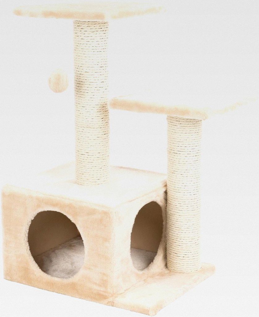 Kratzbaum Valencia 71 cm in beige – moderner Katzenbaum mit gemütlichen Liegeflächen und einer großen Höhle, komfortabel & stabil – 43771