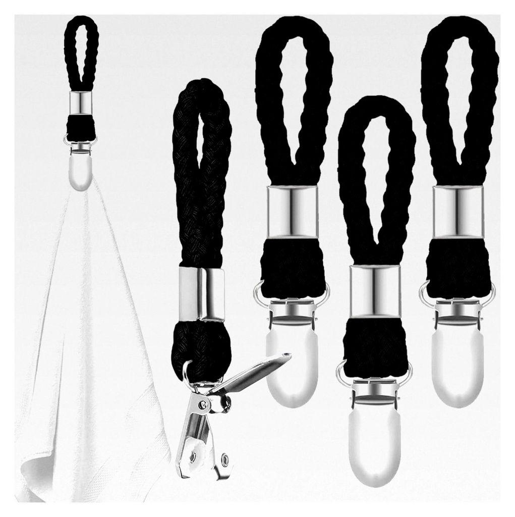 4 Stück Handtuchclips zum Aufhängen, Handtuchaufhänger ohne Nähen, Handtuchklammern in Schwarz für Häuser, Schränke und Badezimmer