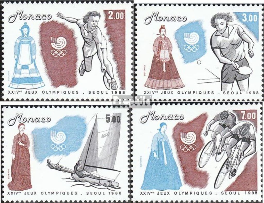 Briefmarken Monaco 1988 Mi 1874-1877 (kompl.Ausg.) postfrisch Olympische Sommerspiele88 Seoul