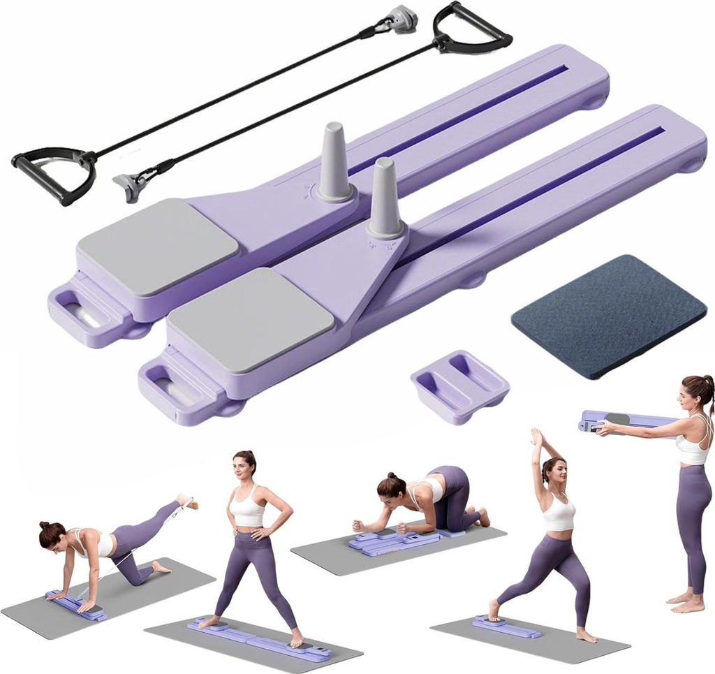 Pilates-Reformer 8-in-1-Fitnessboard & Pilates-Geräteset (Widerstandsbänder, Balance Board für Ganzkörpertraining), mit Ab Workout Ausrüstung