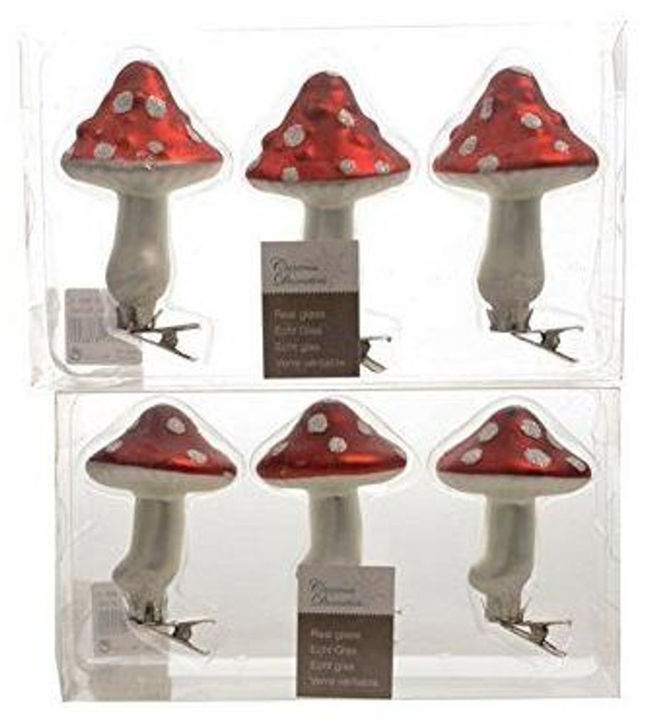 Baumschmuck Pilz knubbelige Pilzkappe 3er Set Glaspilz mit Produktbild 