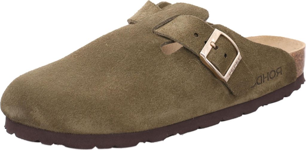 Rohde Damen Clog Pantolette aus Velourleder mit Tieffußbett Alba 6071, Größe:39 EU, Farbe:Grün