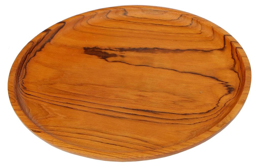 Schöne flache 30 cm Holz Schale Teakholz Deko Handarbeit Bali Teak 09