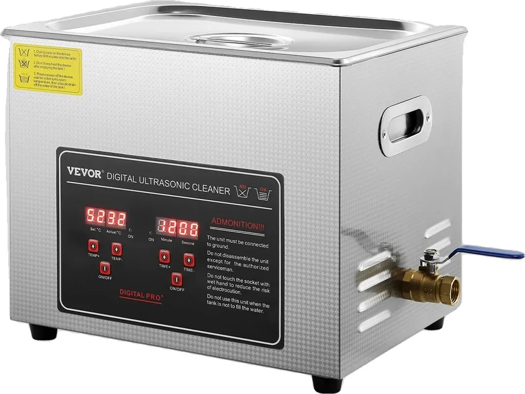 Nettoyeur à ultrasons 10L avec chauffage, design portable en inox