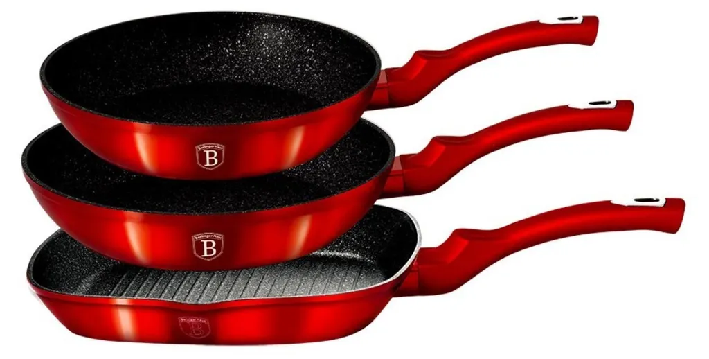 Set 3 Padelle Berlinger Haus BH1289N Granito Burgundy - Alte Prestazioni