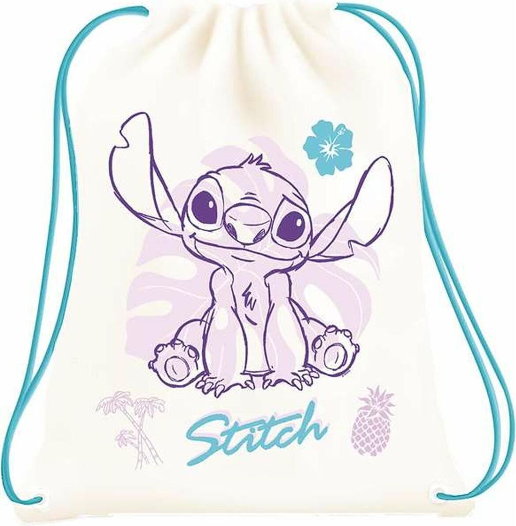 Disney, 30x40 cm Stitch Rucksack mit Kordel Tropical Design, Gelbgrau