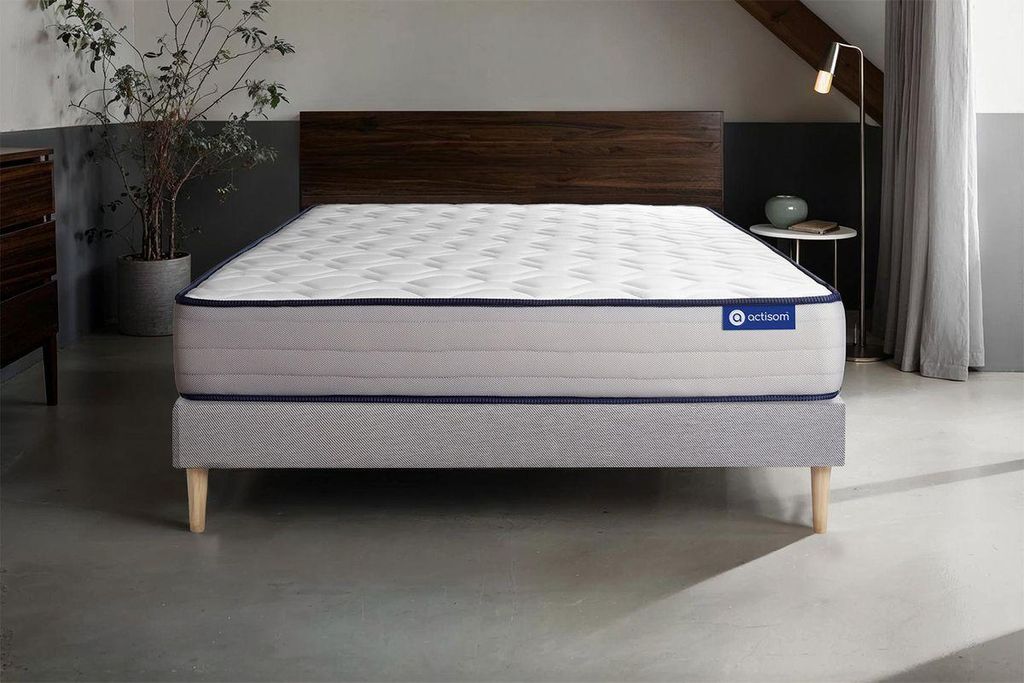 Actiflex form matratze 160x190cm + Bettgestell mit lattenrost - Dicke : 22cm - Taschenfederkern und Memory-Schaum - H4