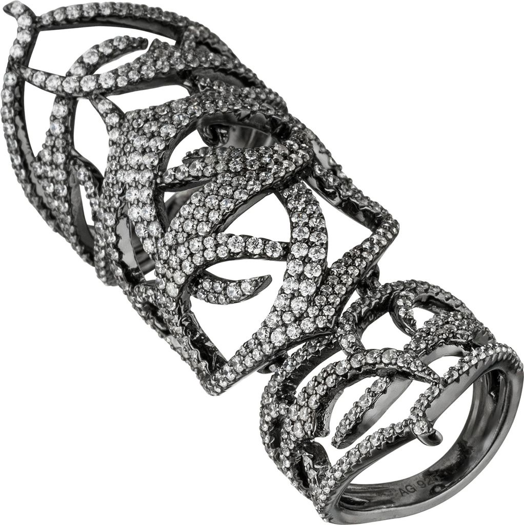 Gr. 50 Damen Ring 925 Sterling Silber geschwärzt mit Produktbild 