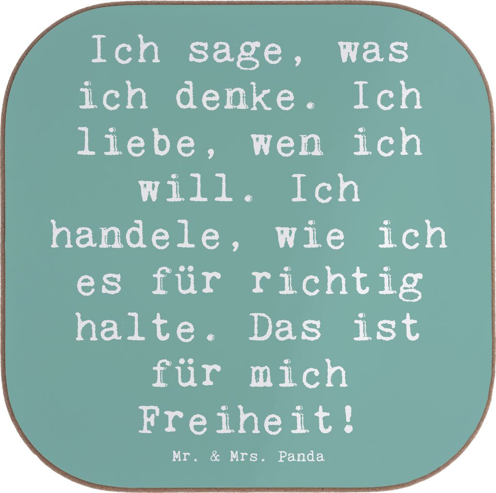 Mr. & Mrs. Panda Untersetzer für Gläser Spruch Freiheit Leben - Meeresbrise - Geschenk, Teeuntersetzer, Zitat, Coaster, Tassen, Tischuntersetzer,...