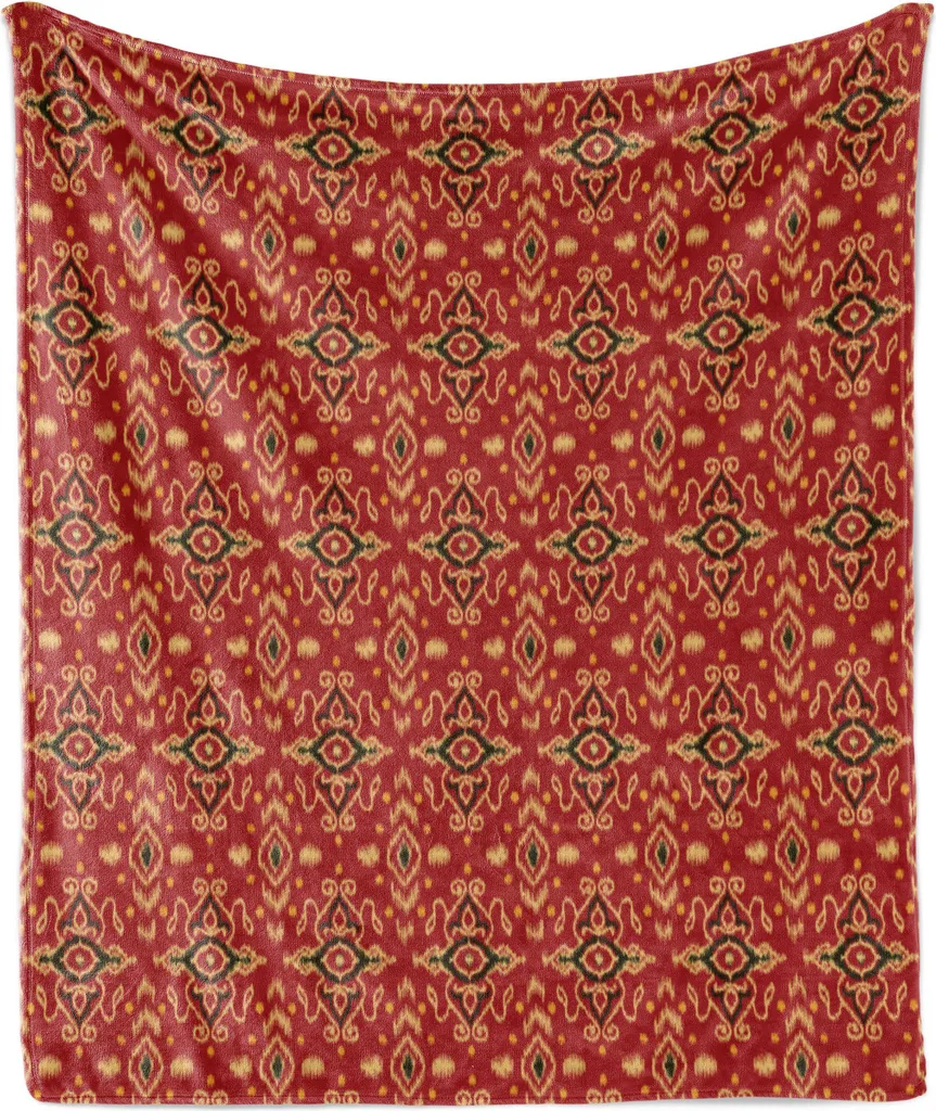 Plaid Arredo ABAKUHAUS 175x230: Design Etnico Vermiglio Multicolore