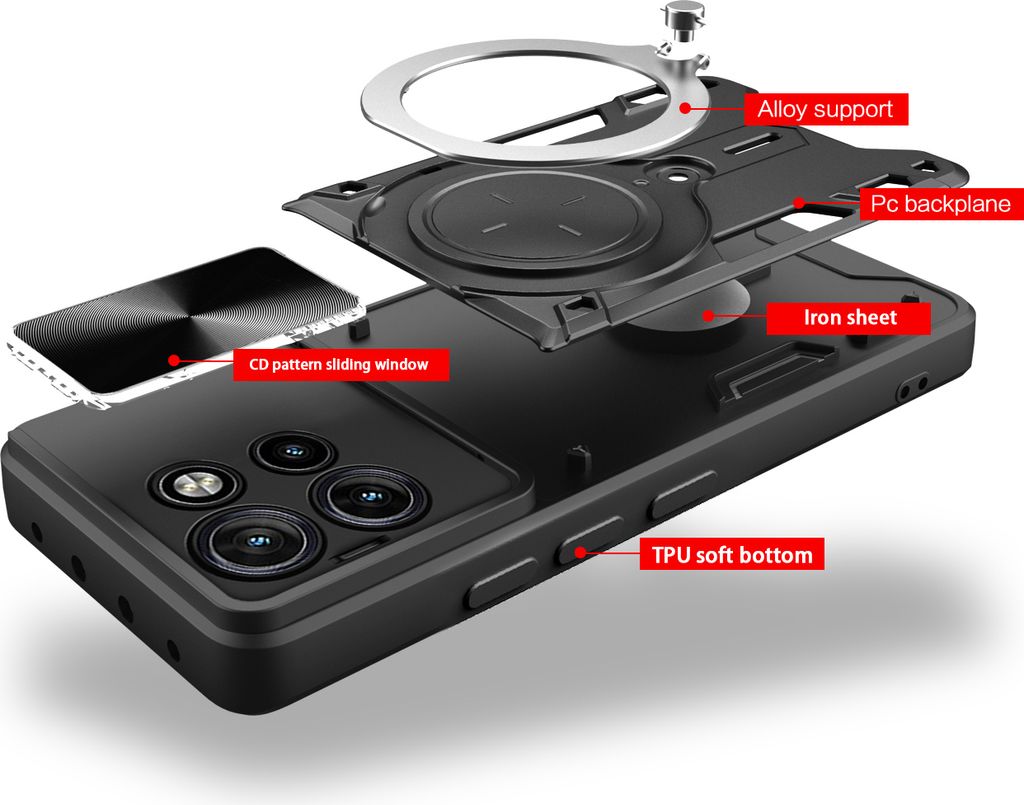 Handyhlle fr Motorola Edge 50 Neo Schwarz mit Ring