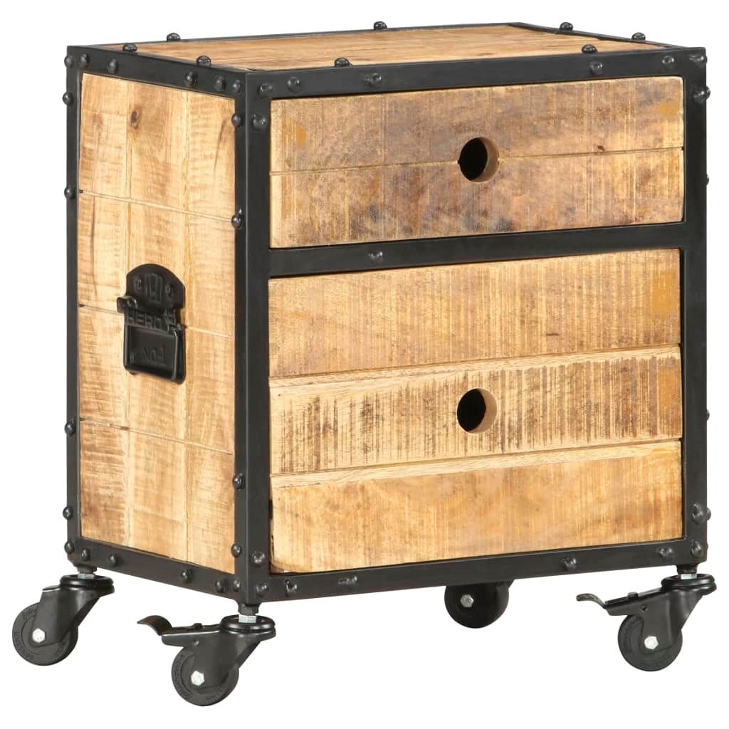 Nachttisch 40x30x50 cm Raues Mangoholz