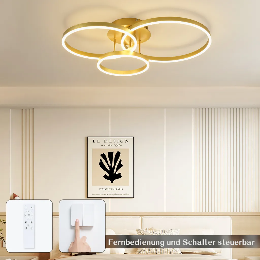 Plafonnier LED Dimmable avec Télécommande 82CM 74W Design Anneaux - 4