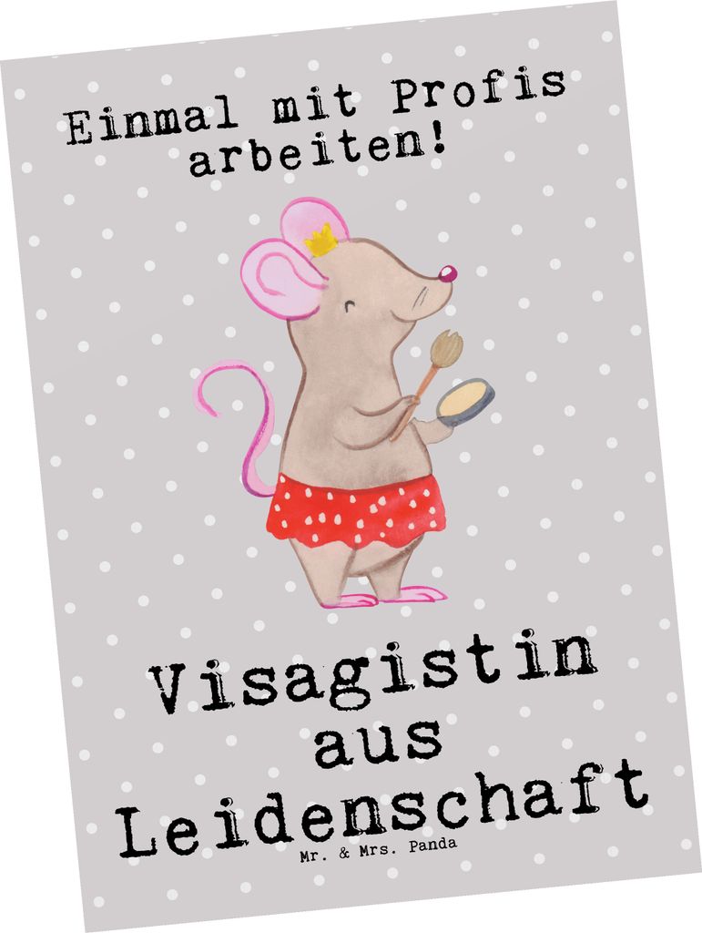 Mr. & Mrs. Panda bildkarte Visagistin Leidenschaft - Grau Pastell - Geschenk, Grußkarte, Postkarte, Spruch, Ansichtskarten, Postkarten, Beauty Sal...