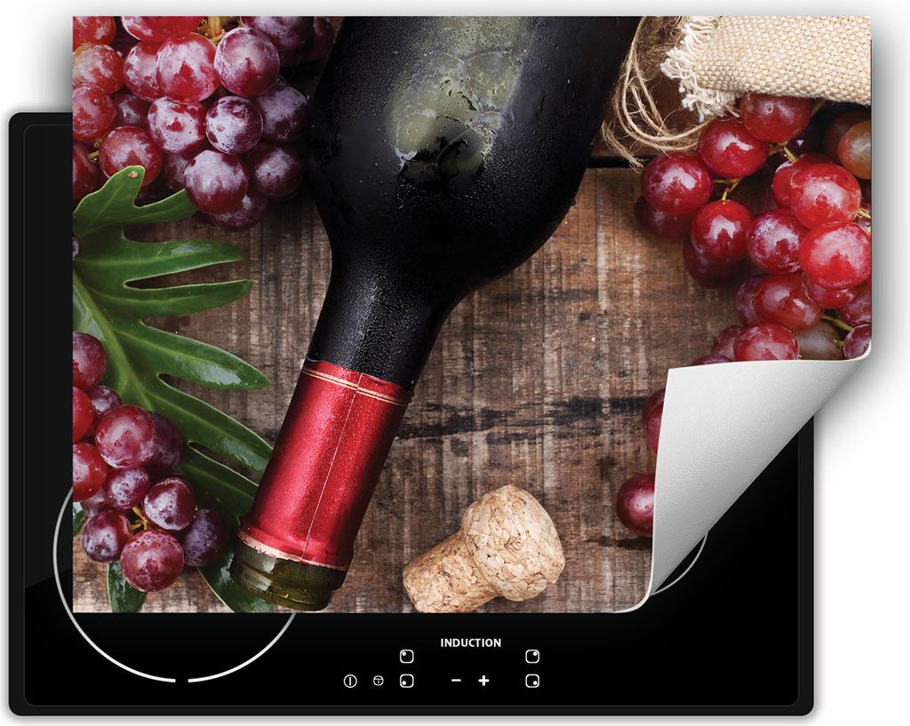 DarHaus Herdabdeckplatte 70x52 cm Anti Rutsch Matte Aufrollbar, Holz - Wein