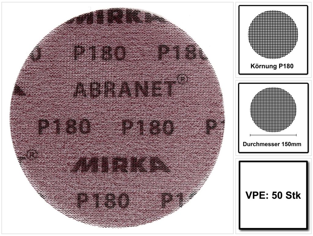 Mirka ABRANET tarcze szlifierskie Grip 150mm P180 50 szt. ( Zdjęcie produktu 