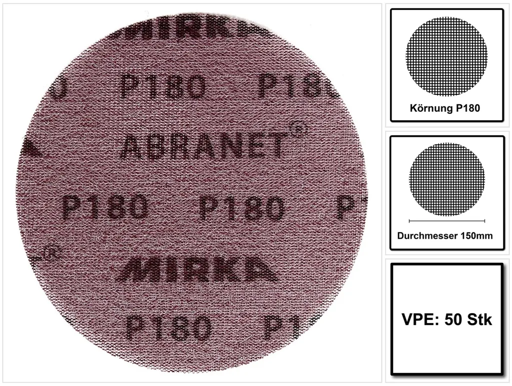 Mirka ABRANET dischi abrasivi Grip 150mm P180 50 pz. ( 5424105018 )