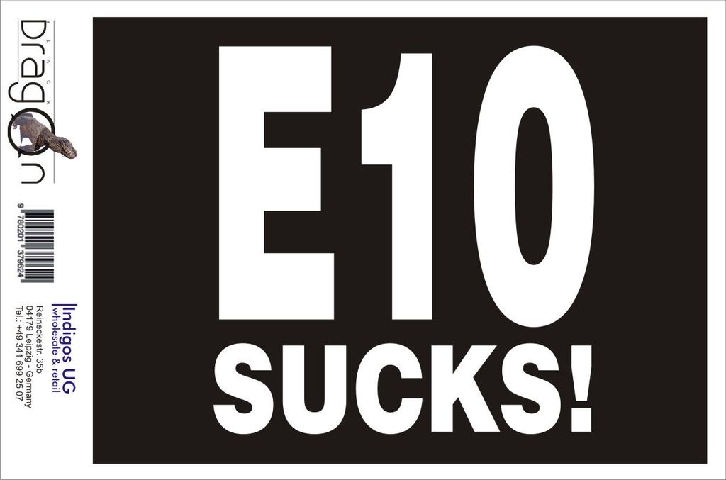 Aufkleber / Autoaufkleber - JDM / Die cut / Auto / OEM - E10 sucks! - 210x210mm silber - Heckscheibe / Heckscheibenaufkleber