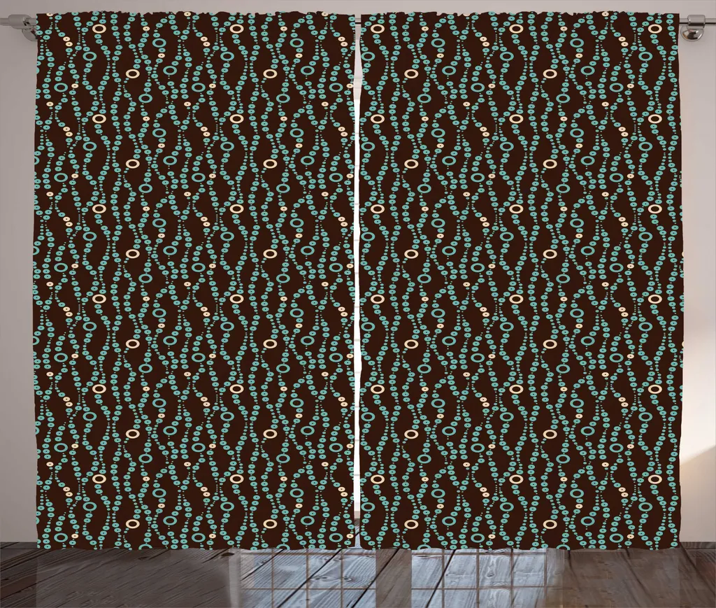 Rideau de salon universel rétro à motifs cercles 280x225 cm Brun Phoque