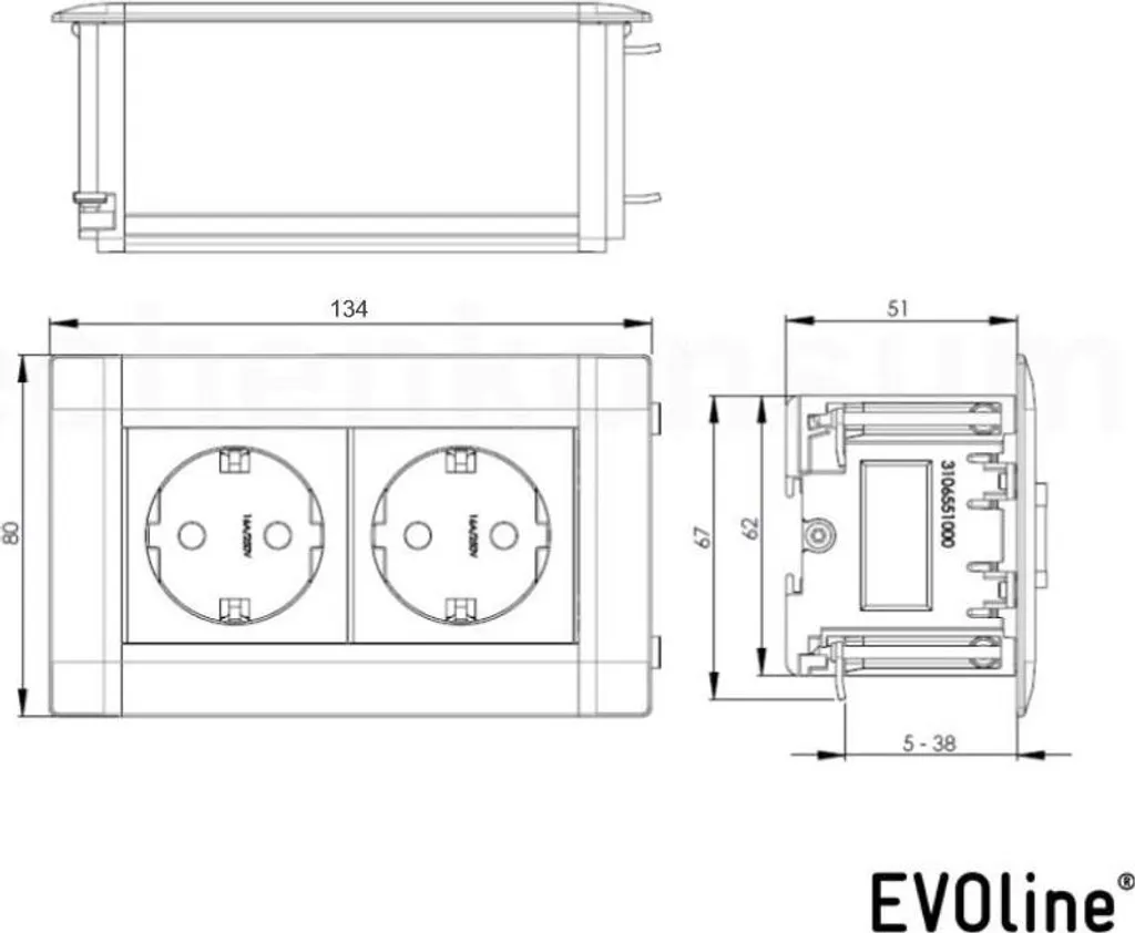 Prise Double Encastrée EVOline Frame Dock Argent avec Câble de 3 Mètres - 4