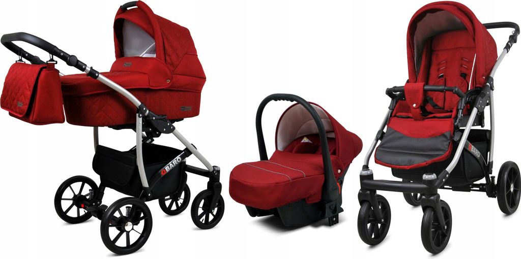 BabyLux Qbaro | 3in1 Kinderwagen Set | Chili | Kombikinderwagen | Kinderwagenset | Buggy + Baby