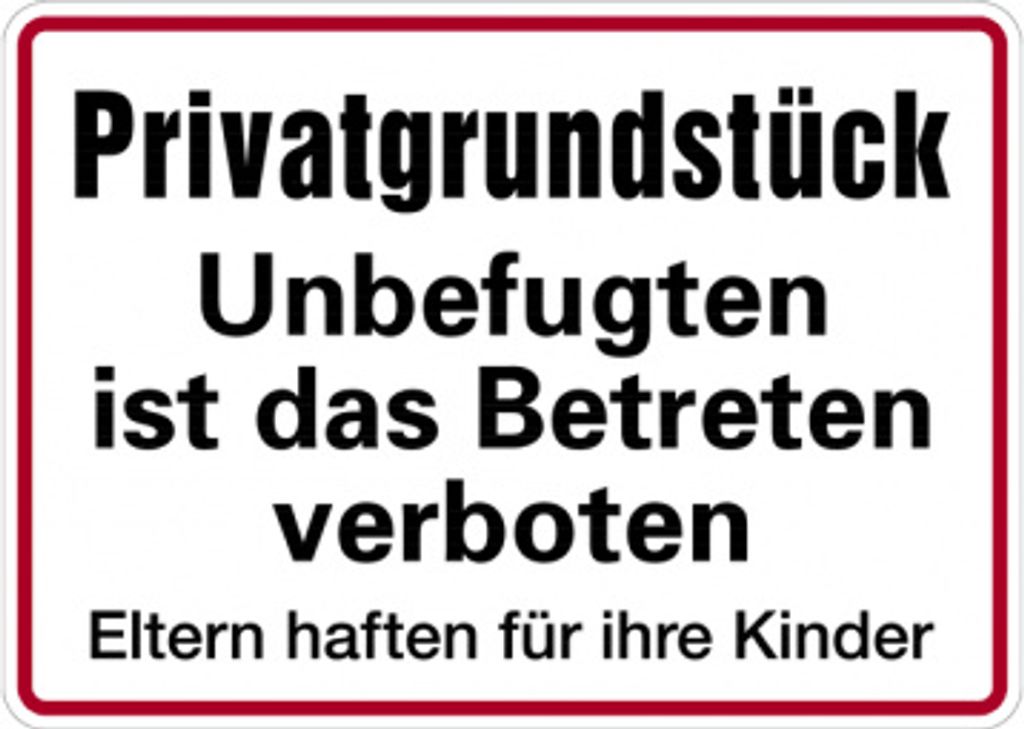 Schild Privatgrundstück Unbefugten ist das Betreten verboten | Alu 250x350 mm