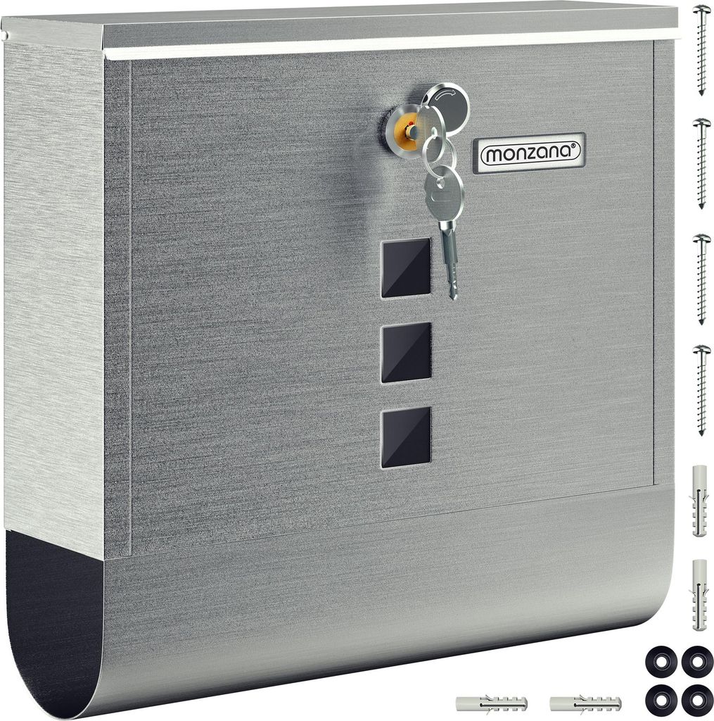 Monzana Boîte aux lettres murale XXL acier galvanisé argent Image du produit 