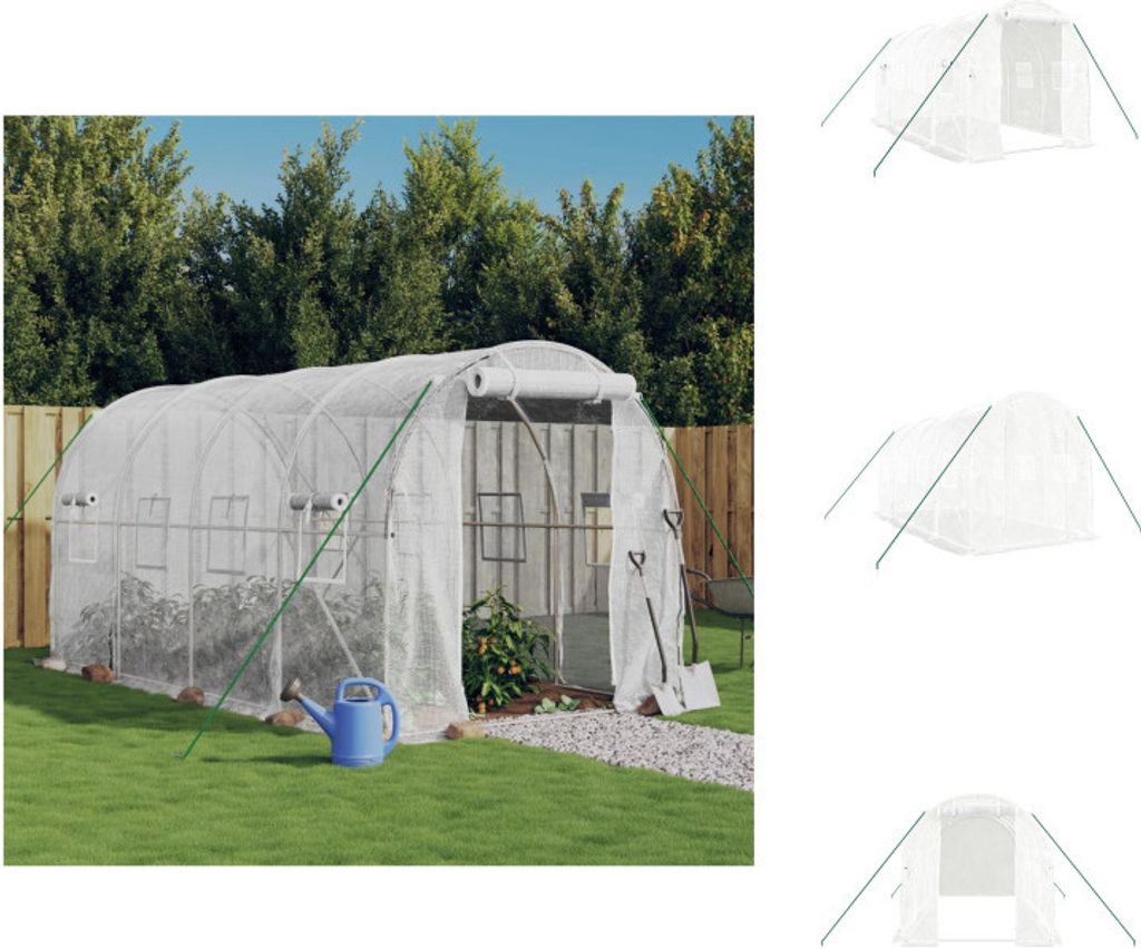 vidaXL Gewächshaus mit Stahlrahmen Weiß 8 m² 4x2x2 m - Gewächshäuser