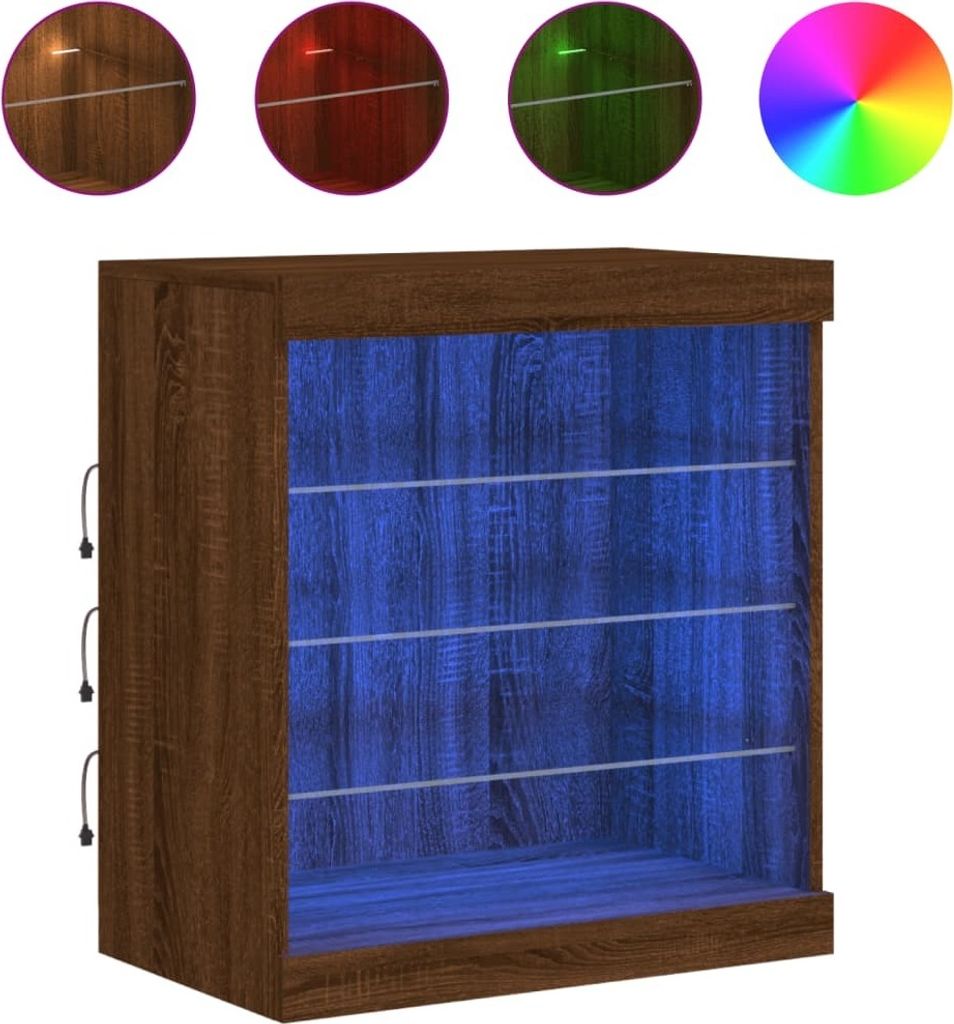 SYFAX Sideboard mit LED-Leuchten Braun Eichen-Optik 60,5x37x67 cm